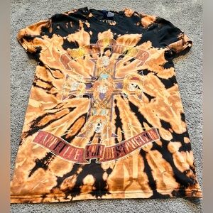 Divided Guns And Roses Women’s T Shirt Size Small Tie Dye Shredding At Collar‎